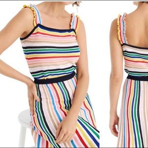 RARE J. Crew Rainbow Stripe Ruffle Strap Top 🌈